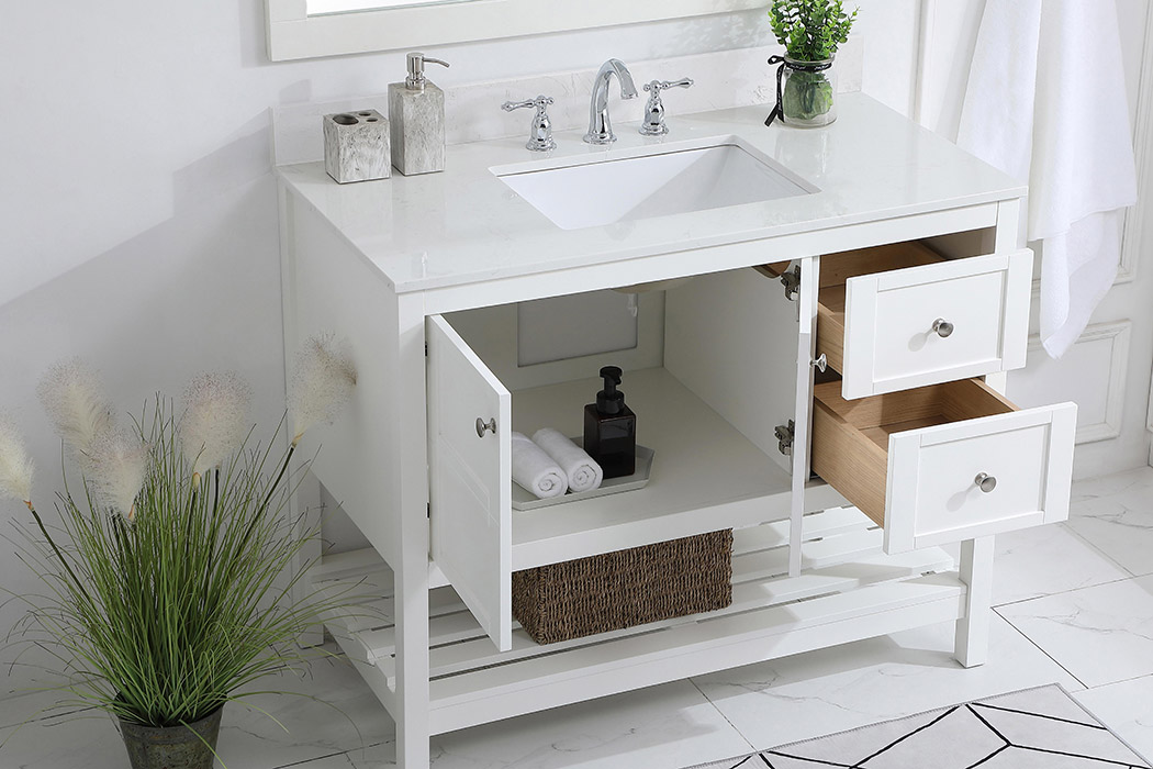 Elegant Bathroom Vanity - White (VF16442WH-BS)