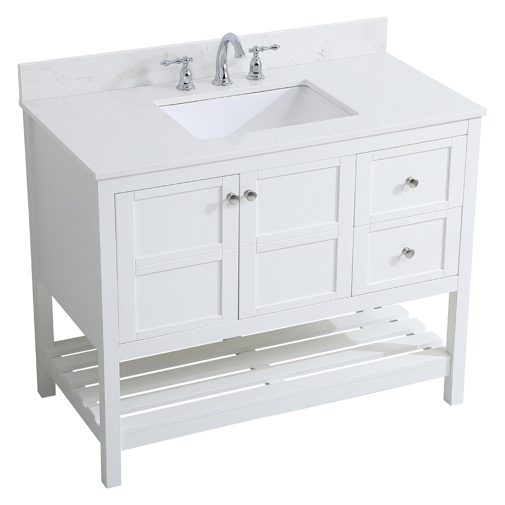 Elegant Bathroom Vanity - White (VF16442WH-BS)