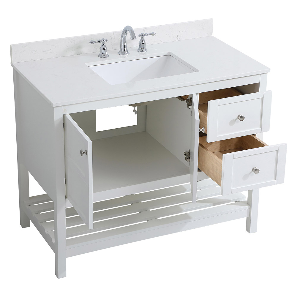 Elegant Bathroom Vanity - White (VF16442WH-BS)