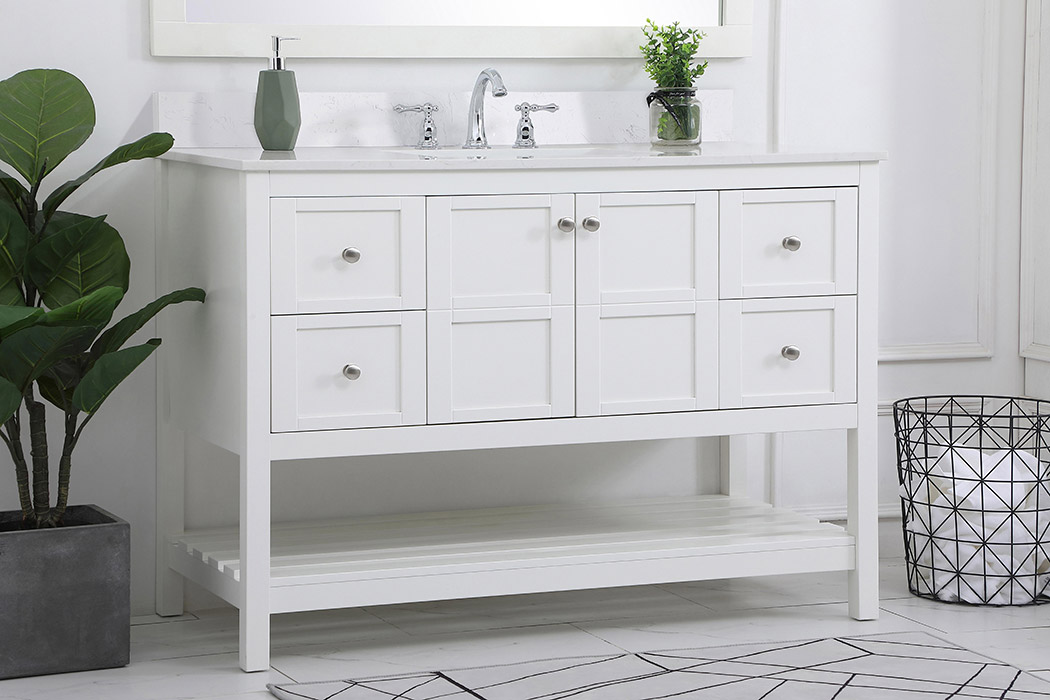 Elegant Bathroom Vanity - White (VF16448WH-BS)