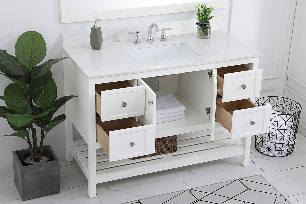 Elegant Bathroom Vanity - White (VF16448WH-BS)