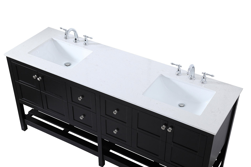 Elegant Bathroom Vanity - Black, L 72" (VF16472DBK)