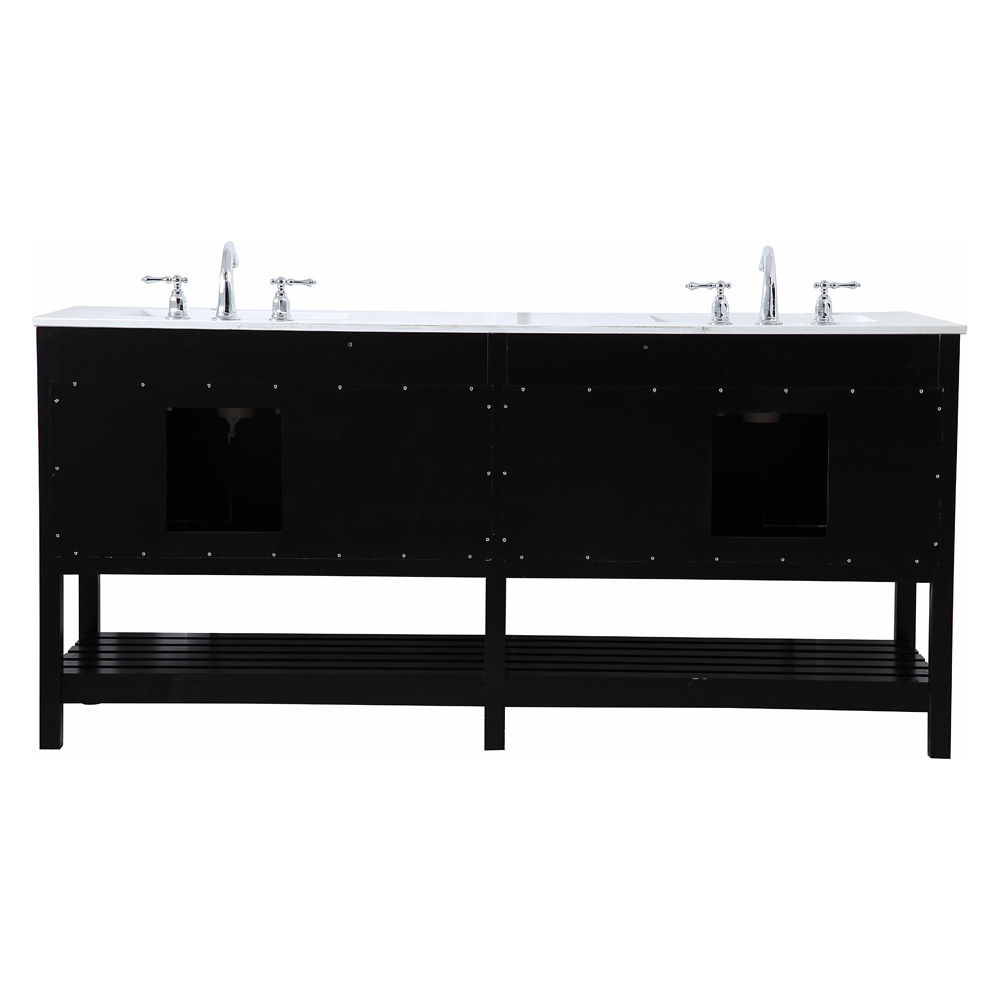 Elegant Bathroom Vanity - Black, L 72" (VF16472DBK)