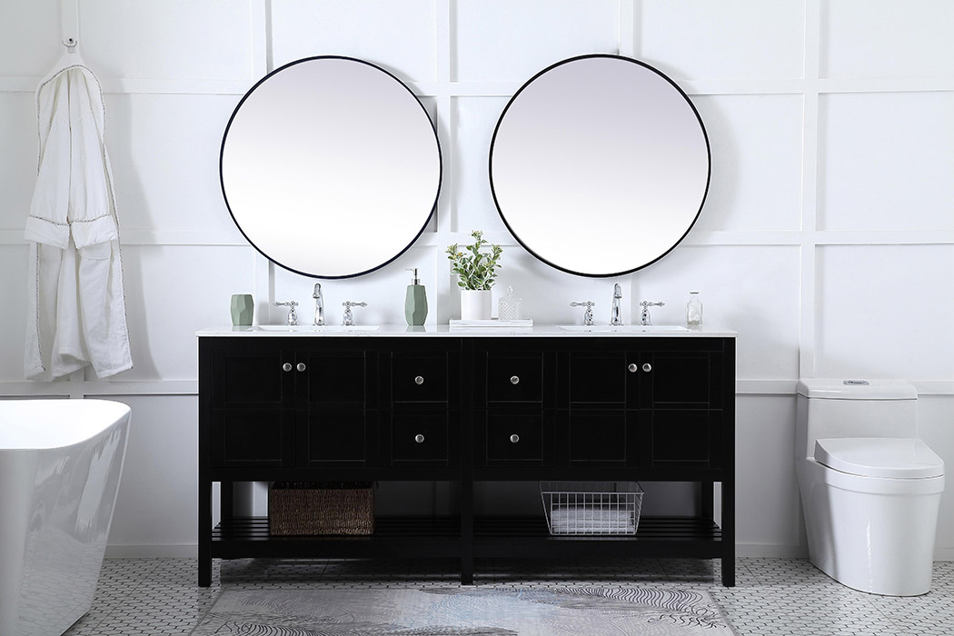 Elegant Bathroom Vanity - Black, L 72" (VF16472DBK)