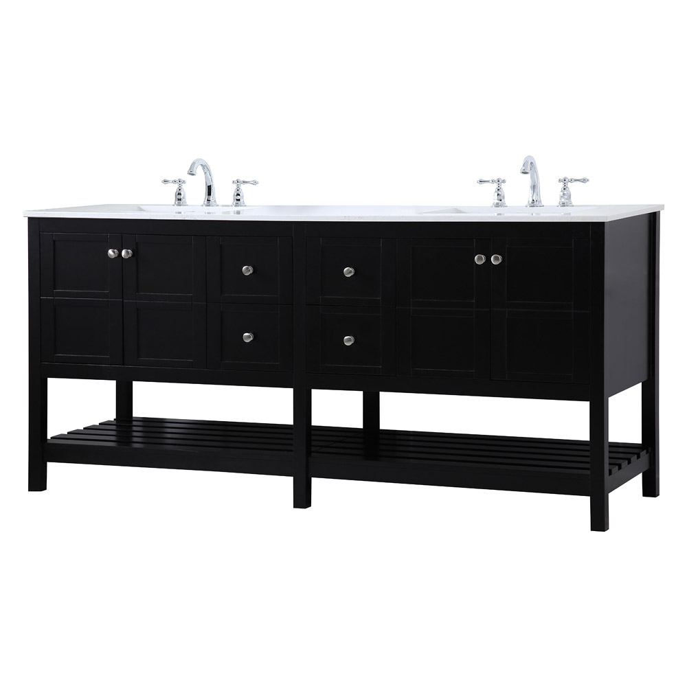 Elegant Bathroom Vanity - Black, L 72" (VF16472DBK)