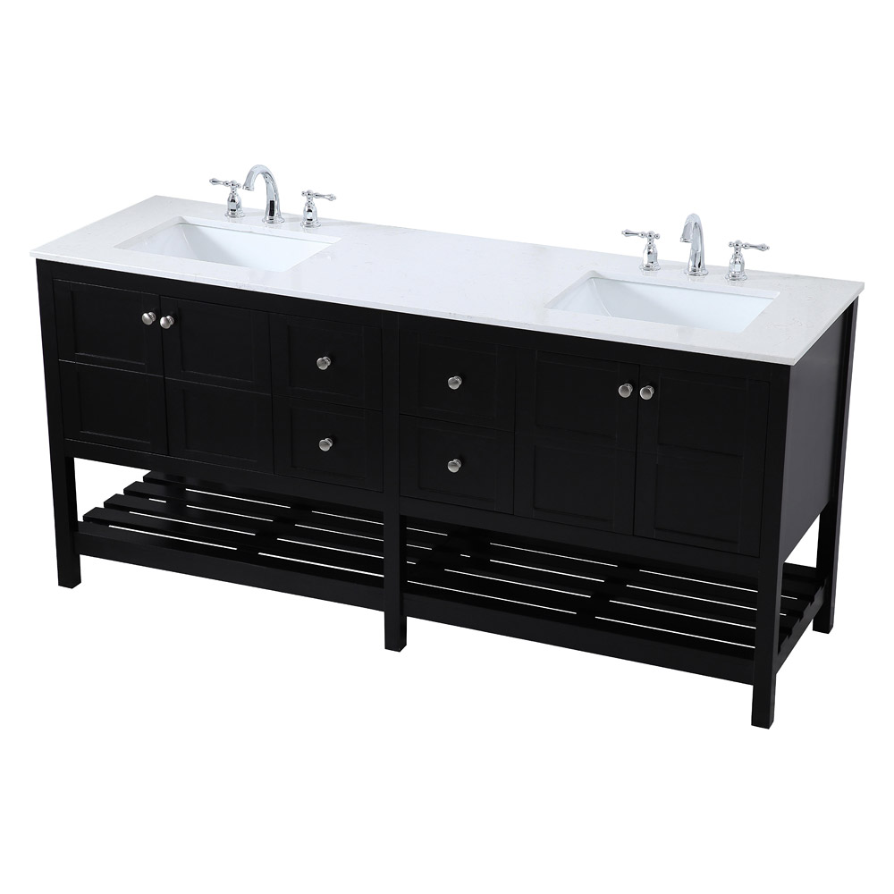 Elegant Bathroom Vanity - Black, L 72" (VF16472DBK)