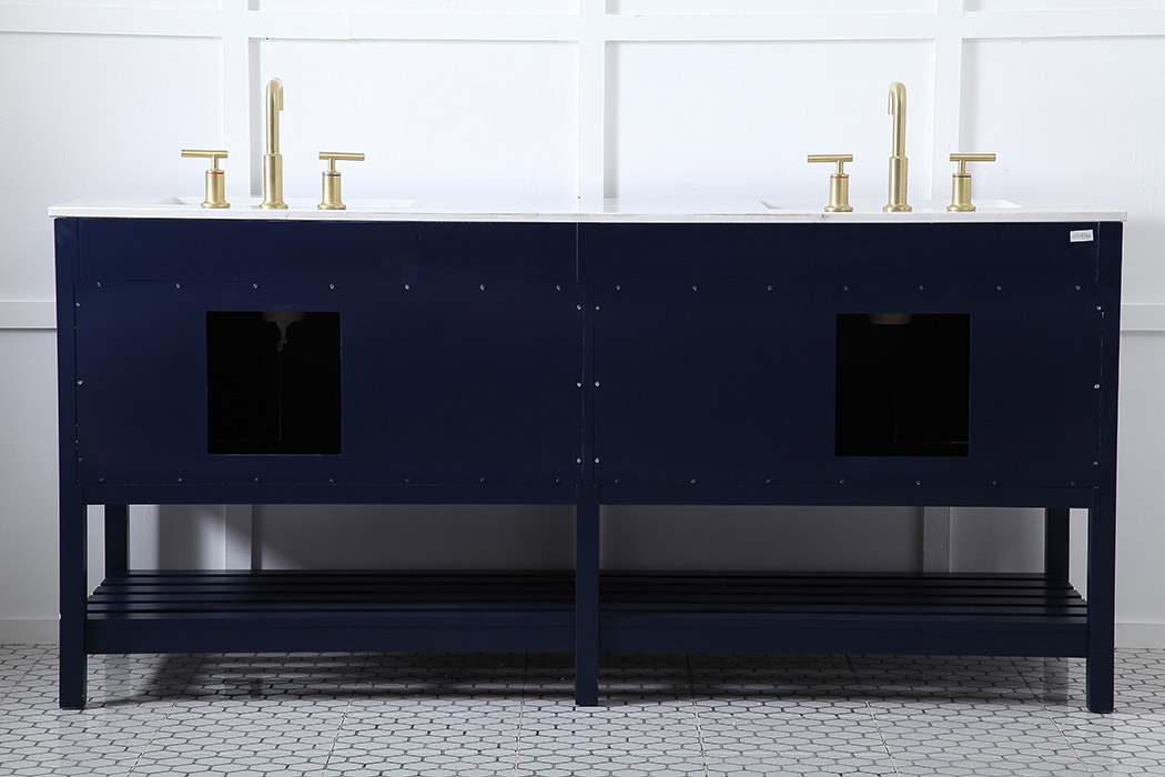 Elegant Bathroom Vanity - Blue, L 72" (VF16472DBL)