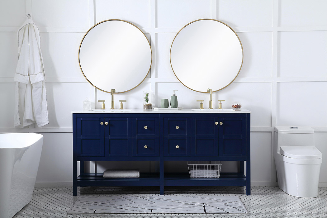 Elegant Bathroom Vanity - Blue, L 72" (VF16472DBL)