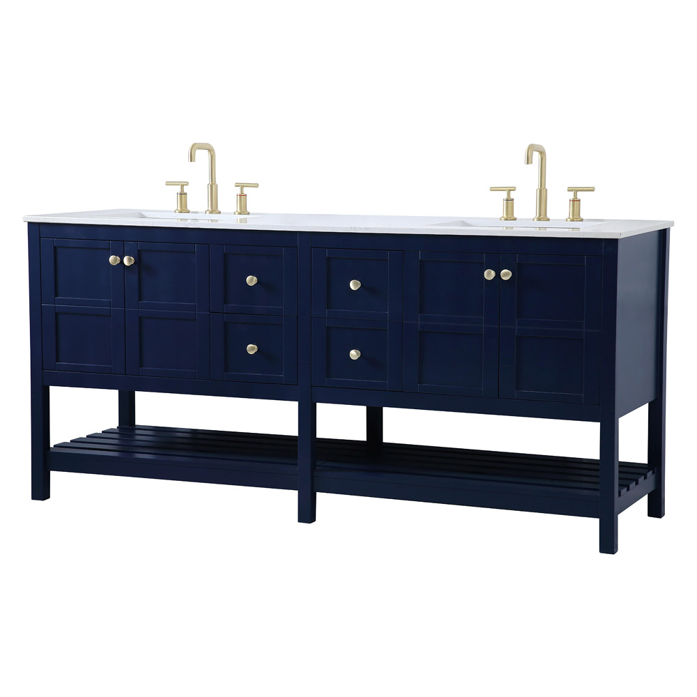 Elegant Bathroom Vanity - Blue, L 72" (VF16472DBL)