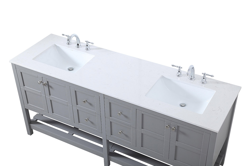 Elegant Bathroom Vanity - Gray, L 72" (VF16472DGR)