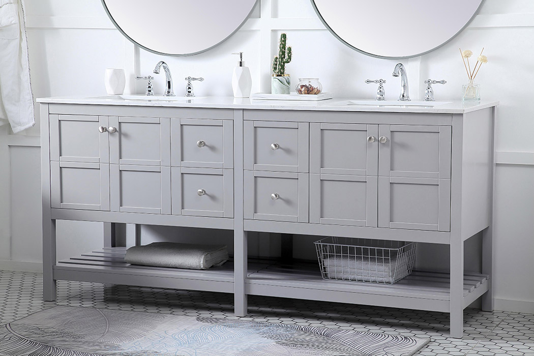 Elegant Bathroom Vanity - Gray, L 72" (VF16472DGR)