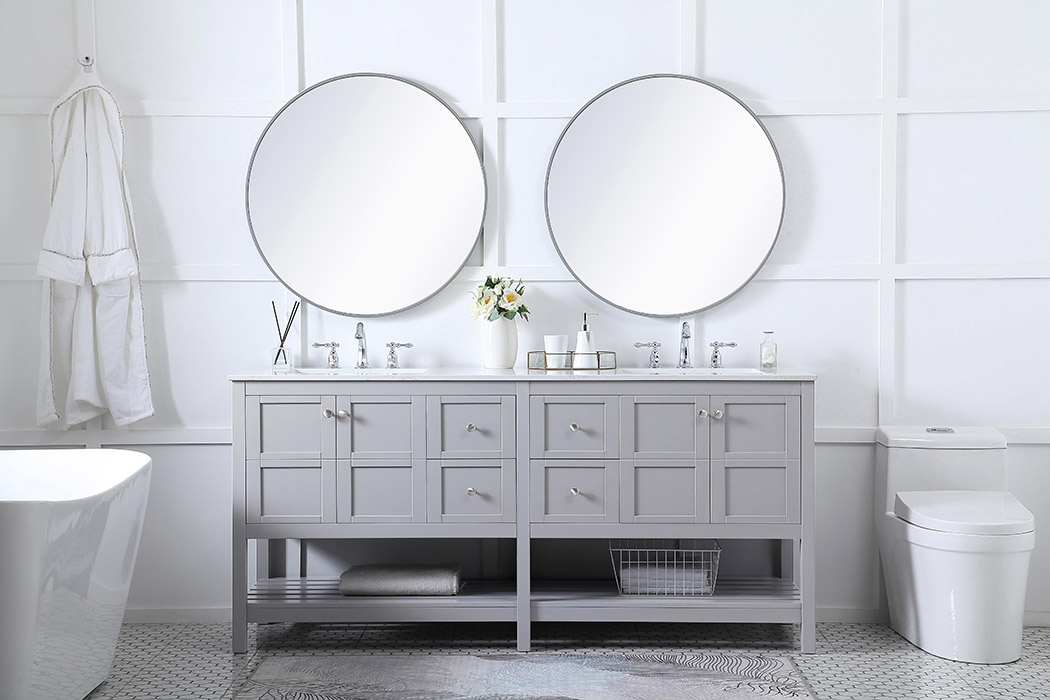 Elegant Bathroom Vanity - Gray, L 72" (VF16472DGR)