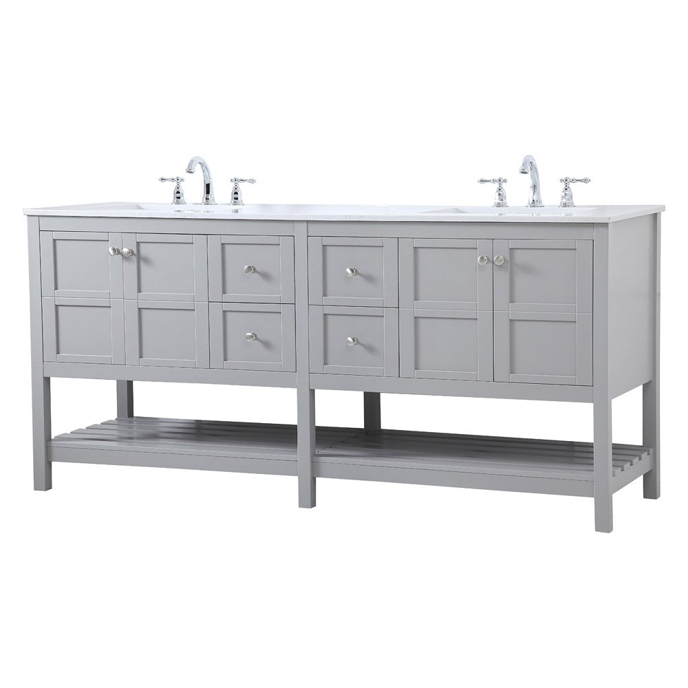 Elegant Bathroom Vanity - Gray, L 72" (VF16472DGR)