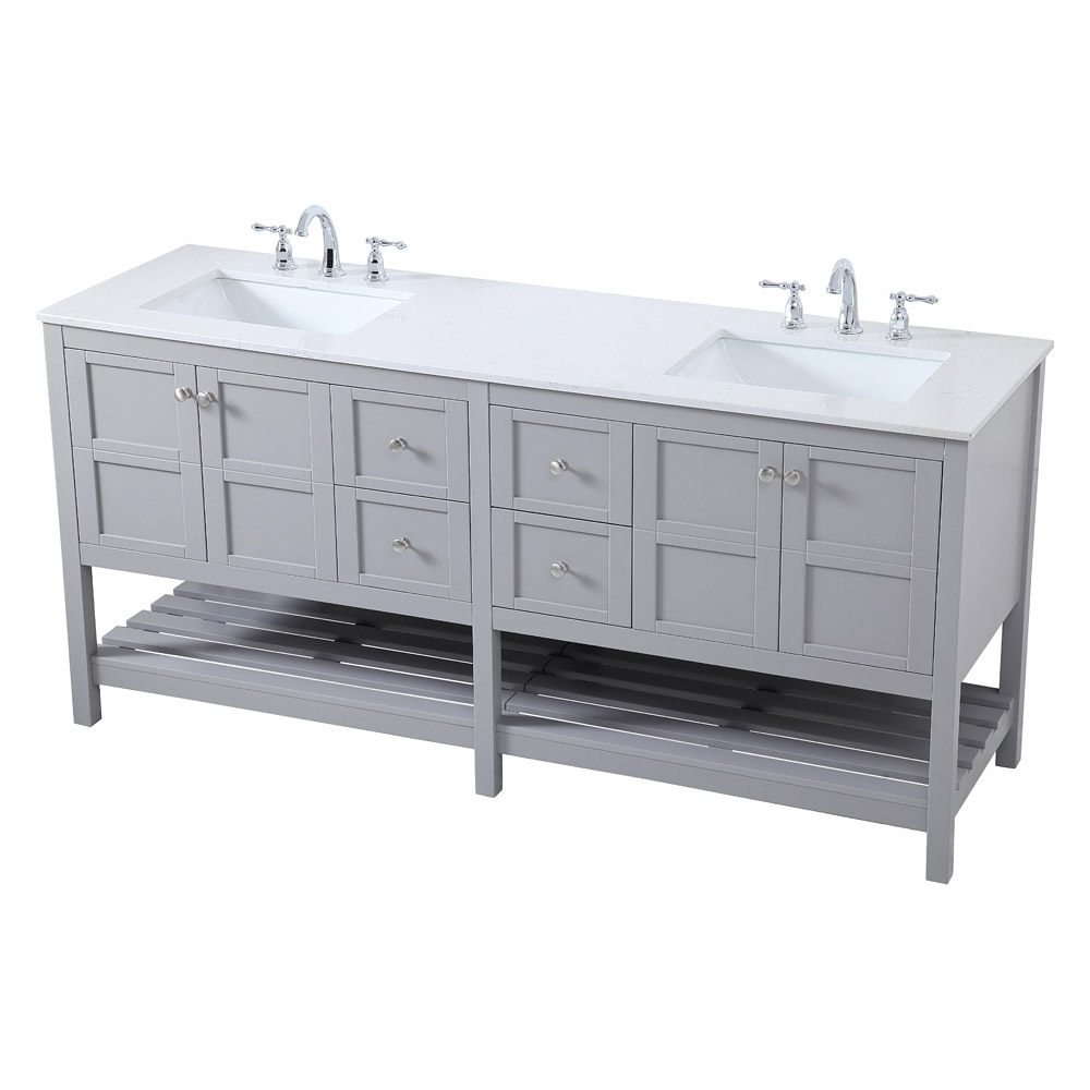 Elegant Bathroom Vanity - Gray, L 72" (VF16472DGR)