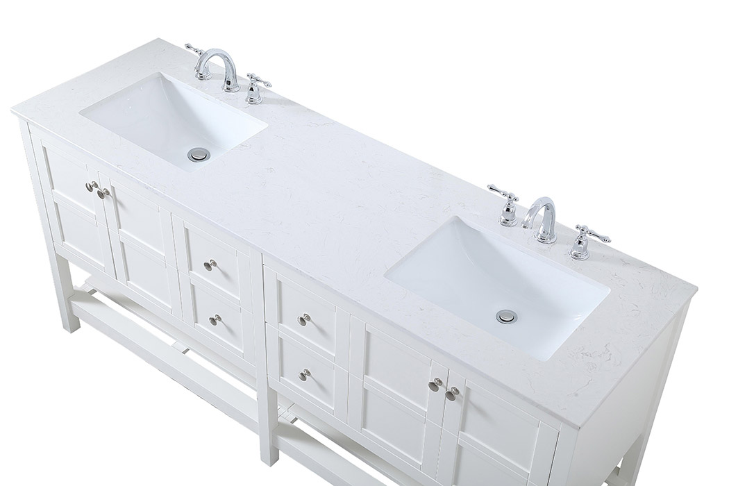 Elegant Bathroom Vanity - White, L 72" (VF16472DWH)