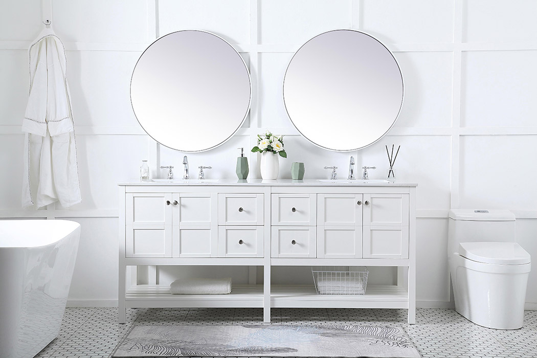 Elegant Bathroom Vanity - White, L 72" (VF16472DWH)