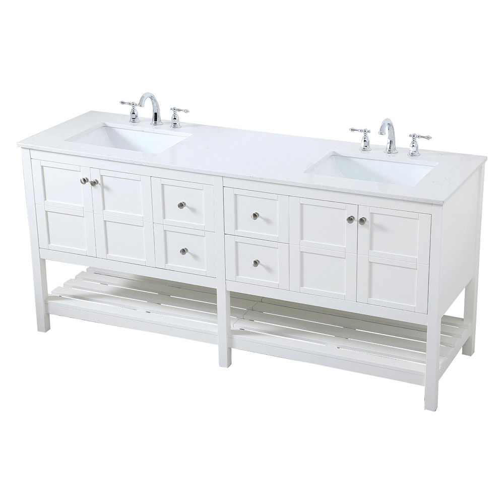 Elegant Bathroom Vanity - White, L 72" (VF16472DWH)