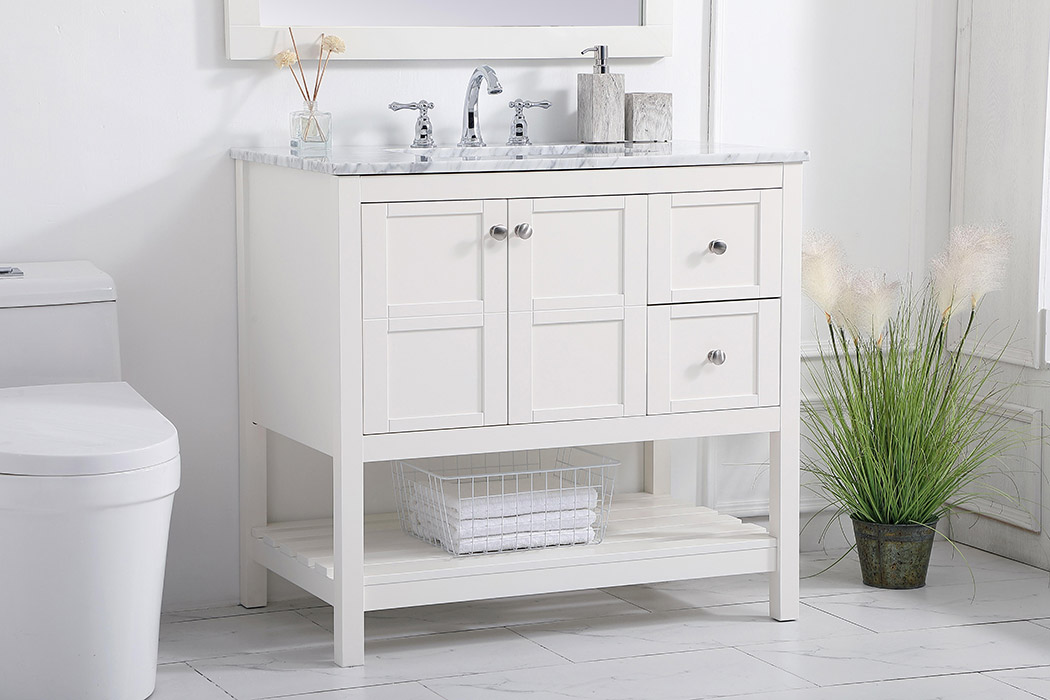 Elegant Bathroom Vanity - White, L 36" (VF16536WH)