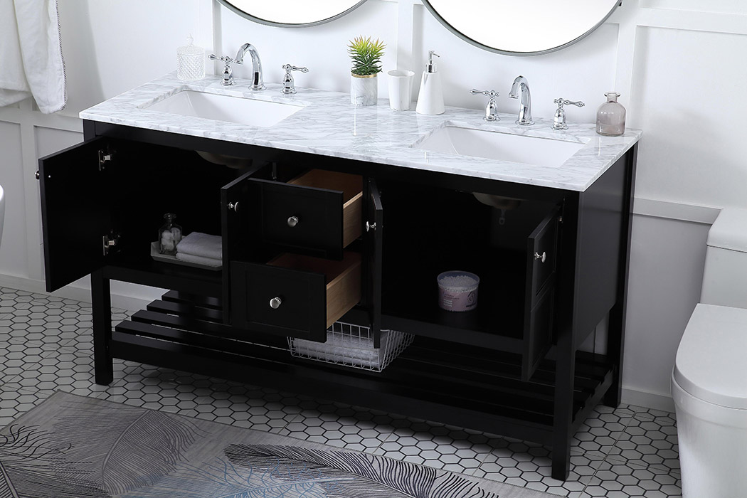 Elegant Bathroom Vanity - Black, L 60" (VF16560DBK)