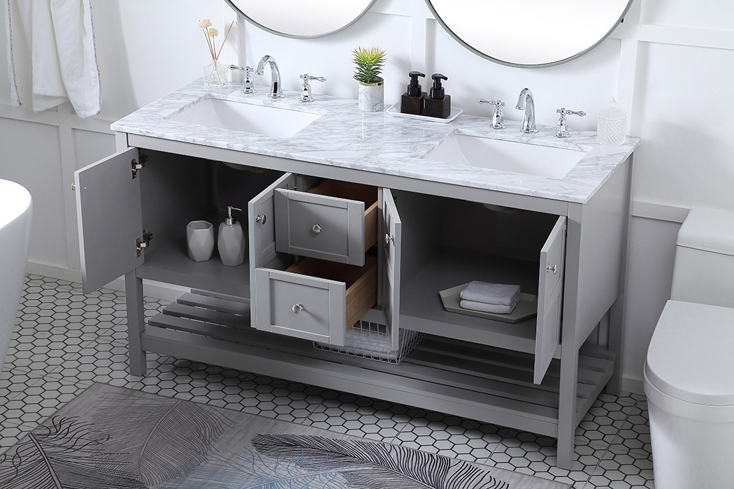 Elegant Bathroom Vanity - Gray, L 60" (VF16560DGR)