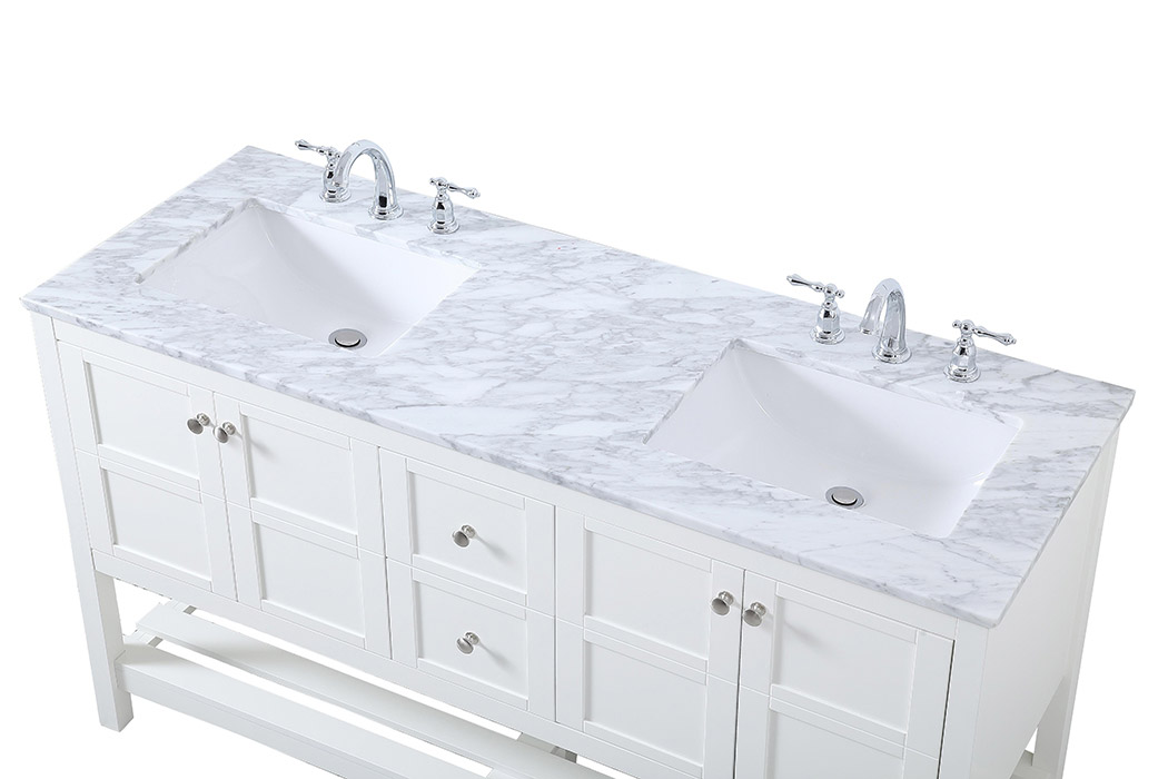 Elegant Bathroom Vanity - White, L 60" (VF16560DWH)