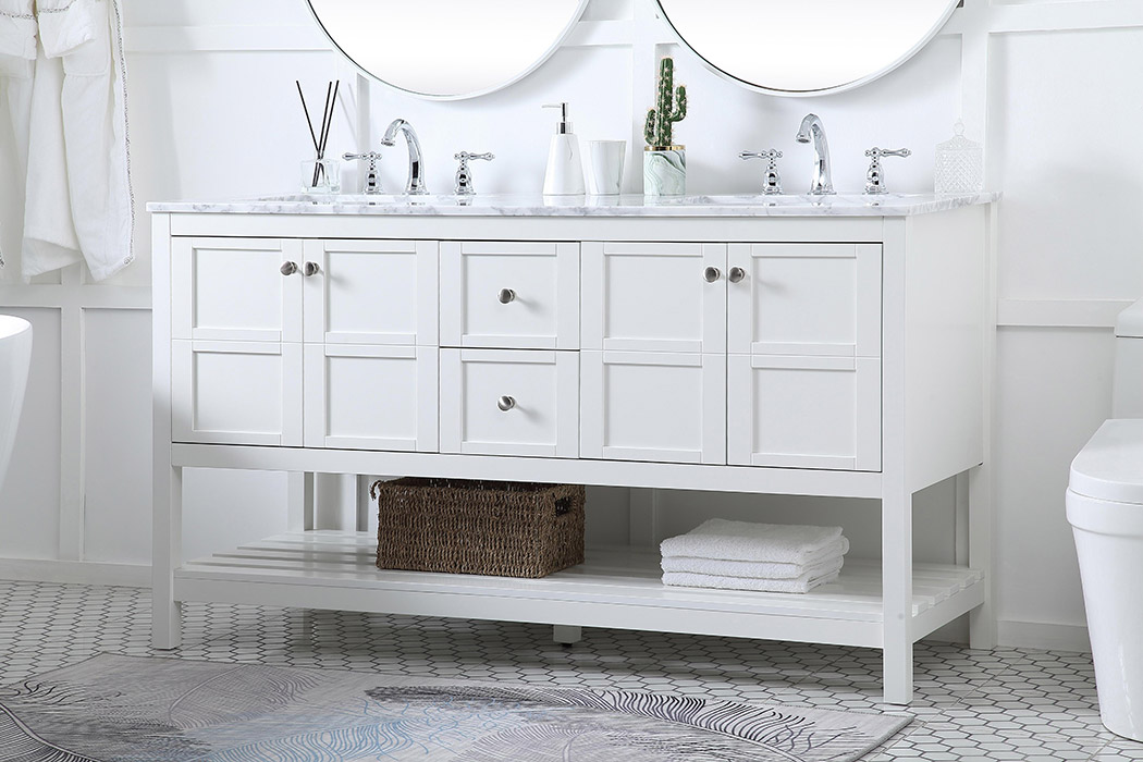 Elegant Bathroom Vanity - White, L 60" (VF16560DWH)