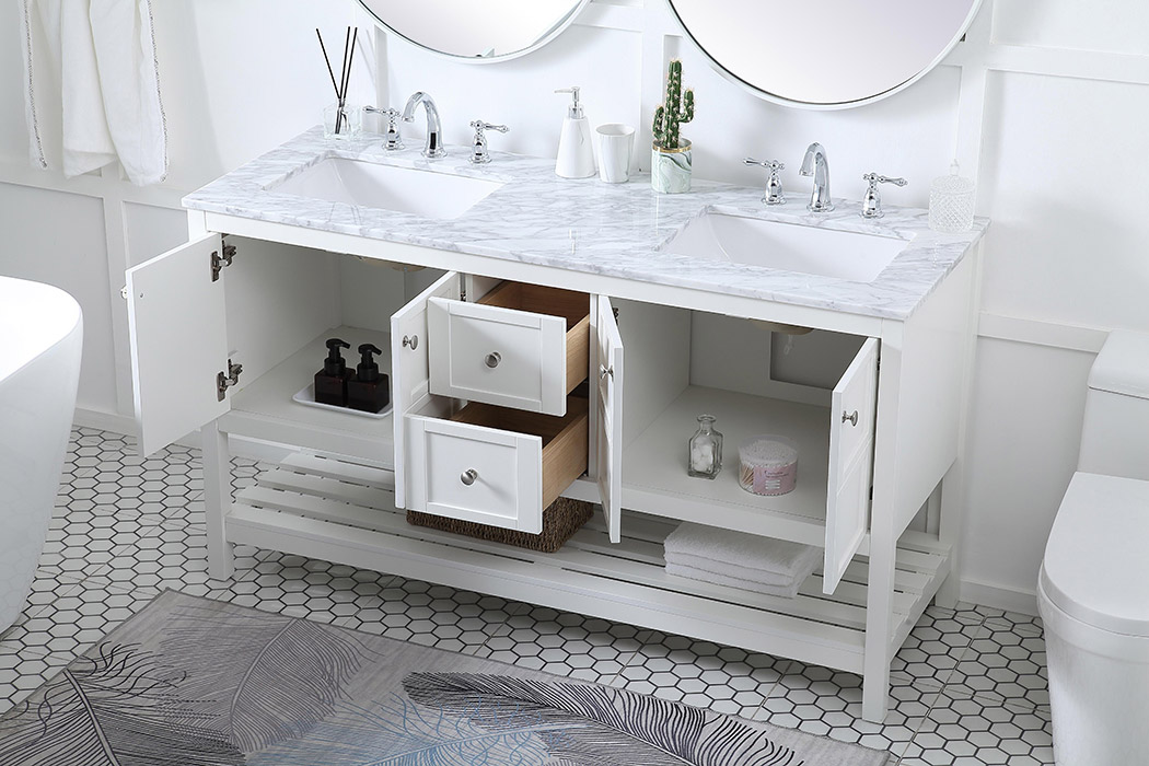 Elegant Bathroom Vanity - White, L 60" (VF16560DWH)