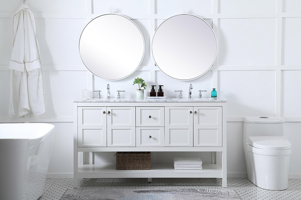 Elegant Bathroom Vanity - White, L 60" (VF16560DWH)