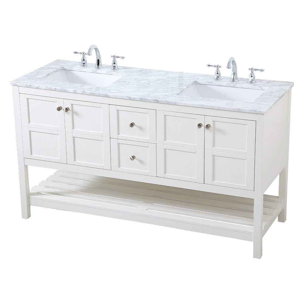 Elegant Bathroom Vanity - White, L 60" (VF16560DWH)