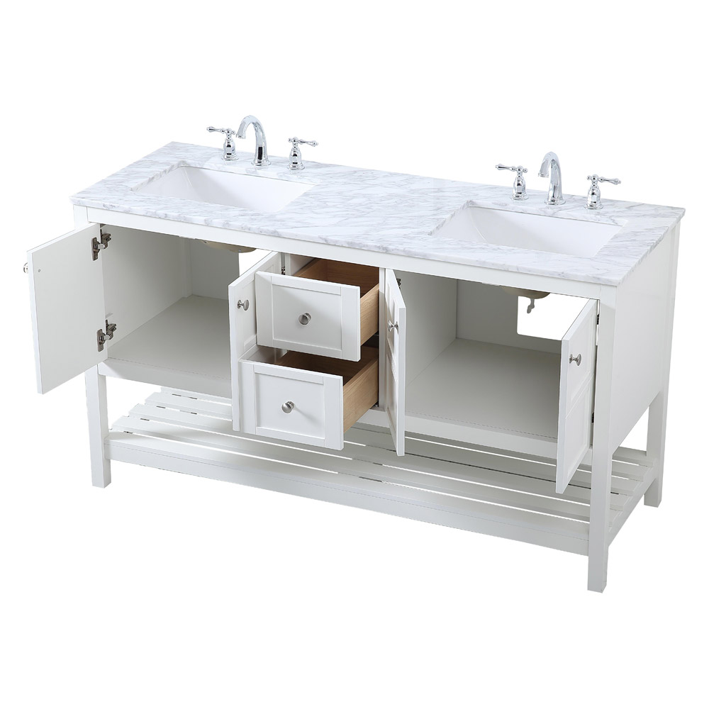 Elegant Bathroom Vanity - White, L 60" (VF16560DWH)