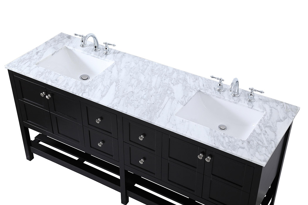 Elegant Bathroom Vanity - Black, L 72" (VF16572DBK)