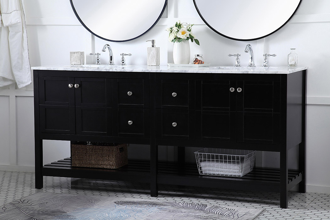 Elegant Bathroom Vanity - Black, L 72" (VF16572DBK)