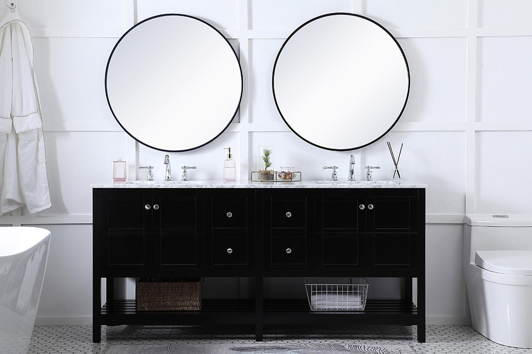 Elegant Bathroom Vanity - Black, L 72" (VF16572DBK)