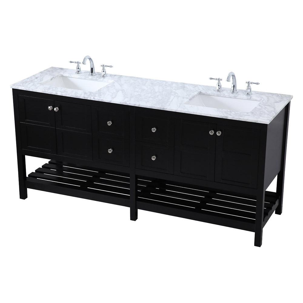 Elegant Bathroom Vanity - Black, L 72" (VF16572DBK)