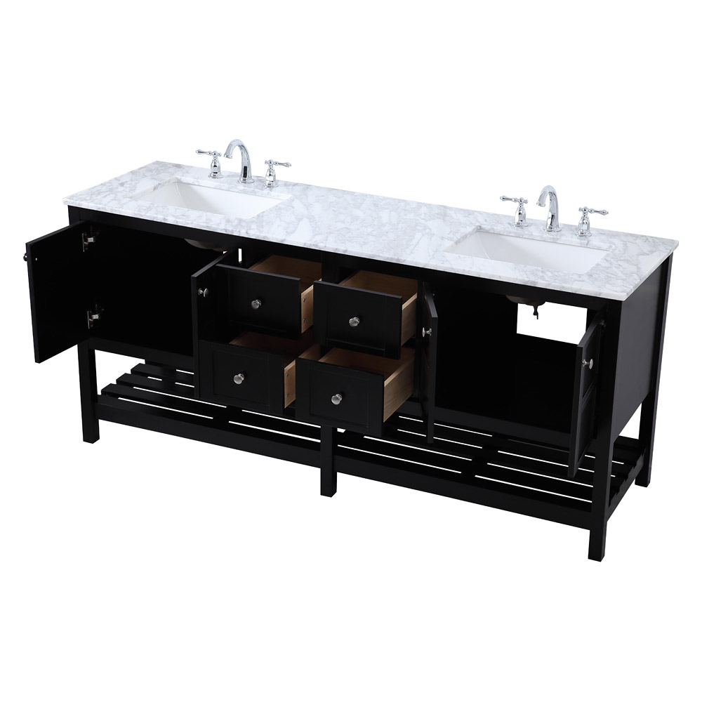 Elegant Bathroom Vanity - Black, L 72" (VF16572DBK)