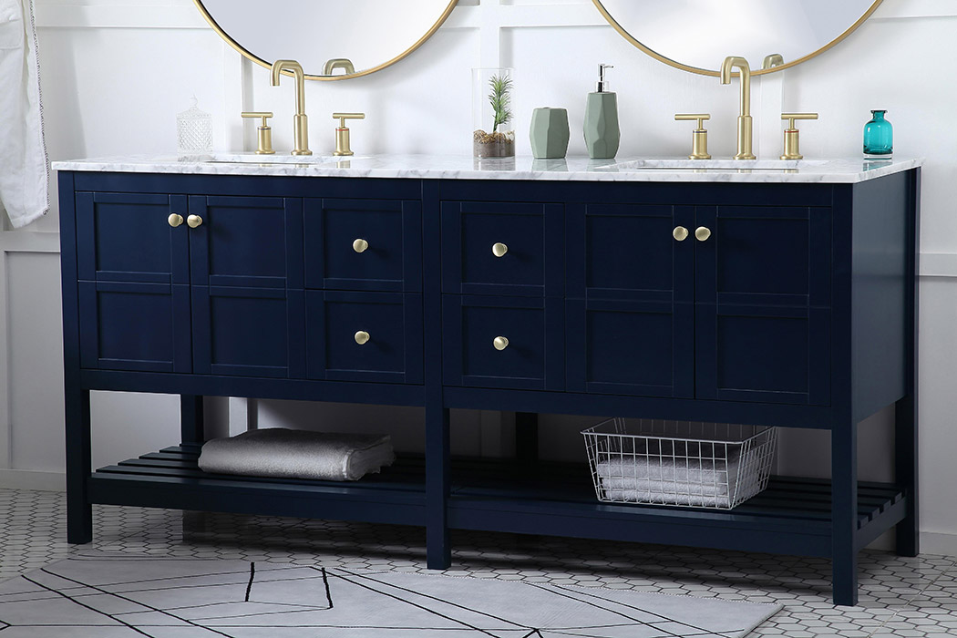 Elegant Bathroom Vanity - Blue, L 72" (VF16572DBL)