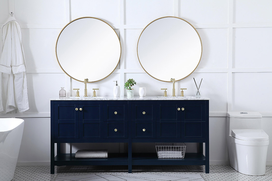 Elegant Bathroom Vanity - Blue, L 72" (VF16572DBL)