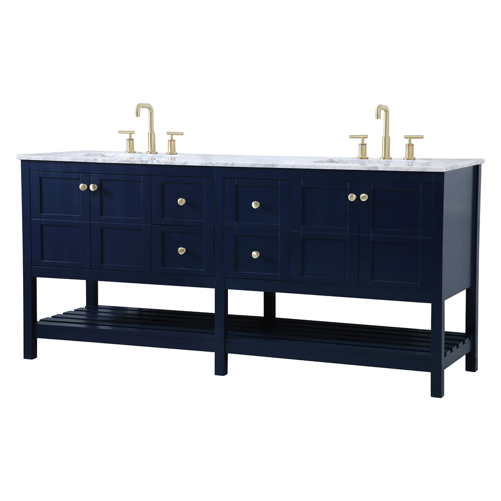 Elegant Bathroom Vanity - Blue, L 72" (VF16572DBL)