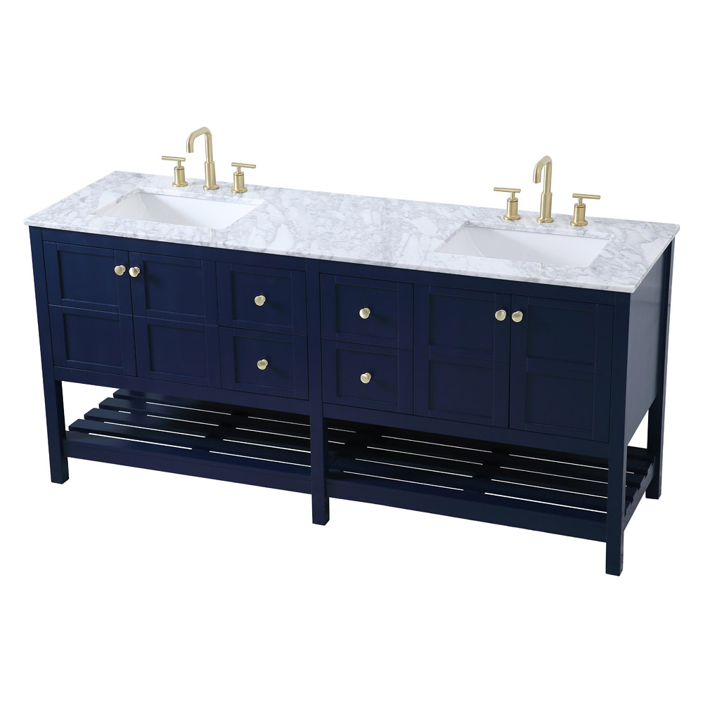 Elegant Bathroom Vanity - Blue, L 72" (VF16572DBL)