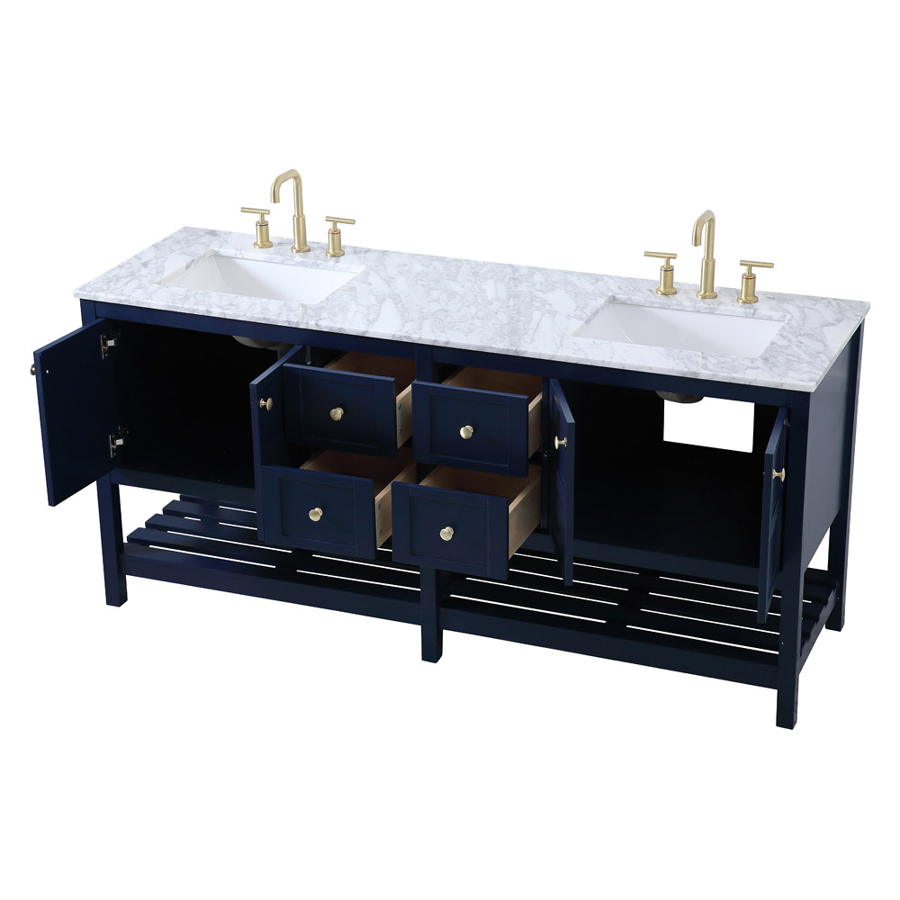 Elegant Bathroom Vanity - Blue, L 72" (VF16572DBL)