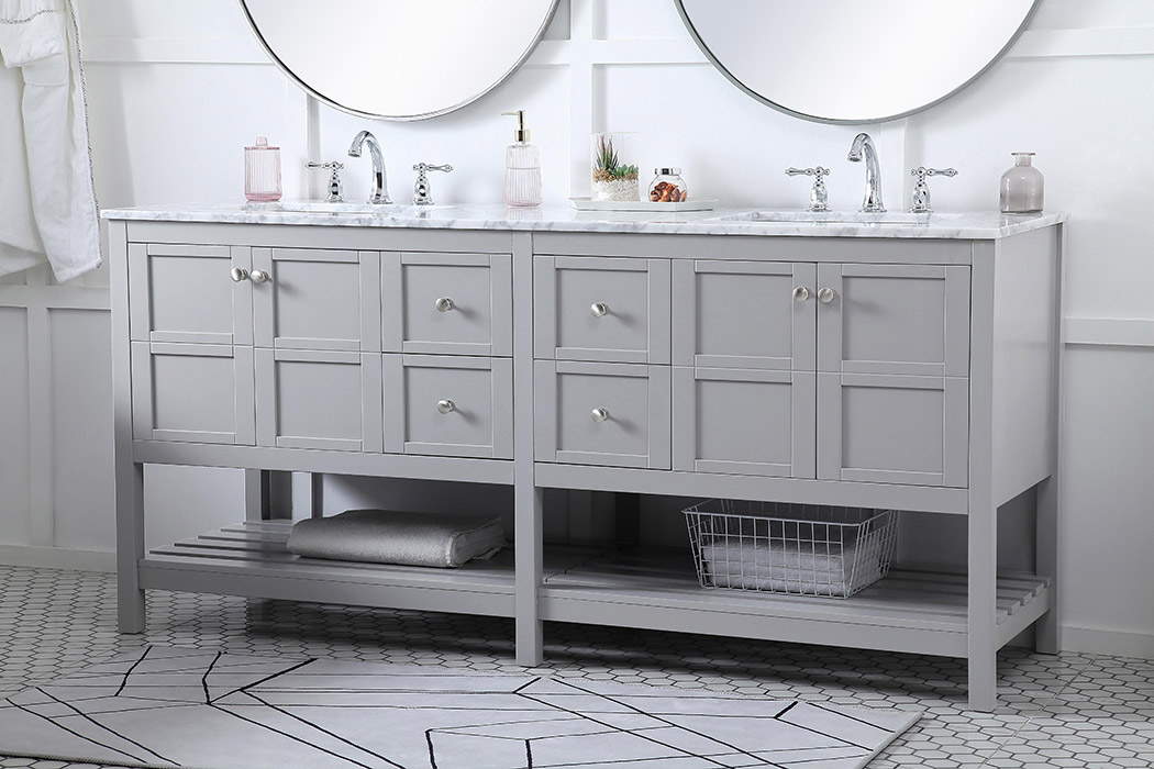 Elegant Bathroom Vanity - Gray, L 72" (VF16572DGR)