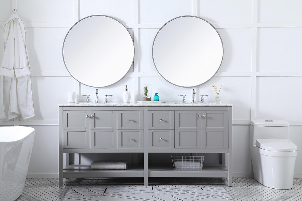 Elegant Bathroom Vanity - Gray, L 72" (VF16572DGR)