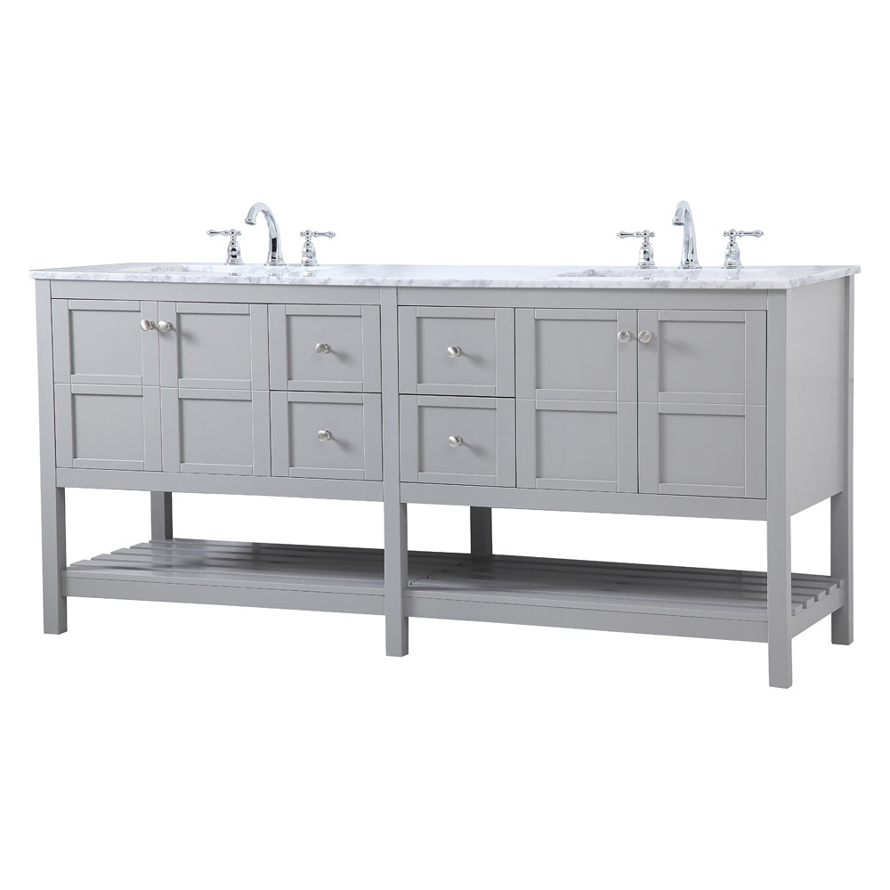 Elegant Bathroom Vanity - Gray, L 72" (VF16572DGR)