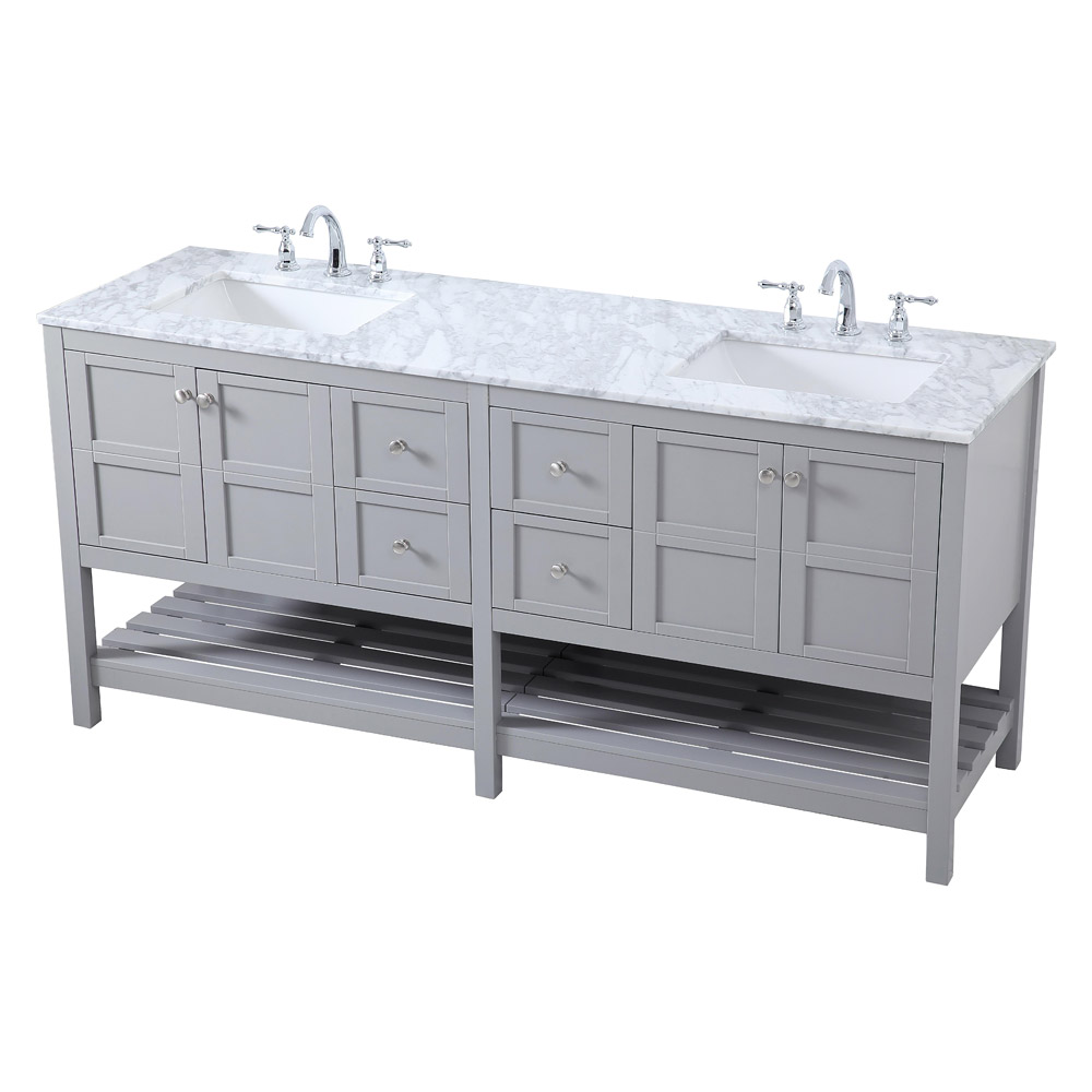 Elegant Bathroom Vanity - Gray, L 72" (VF16572DGR)