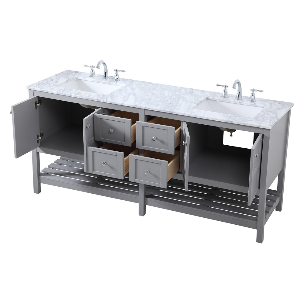 Elegant Bathroom Vanity - Gray, L 72" (VF16572DGR)