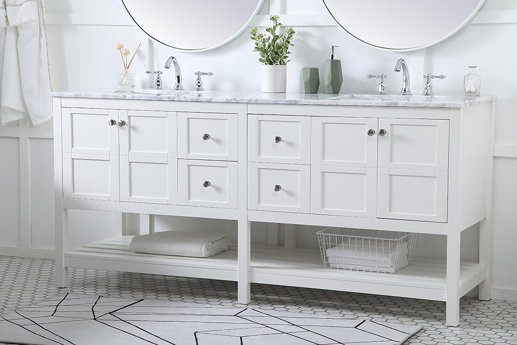 Elegant Bathroom Vanity - White, L 72" (VF16572DWH)