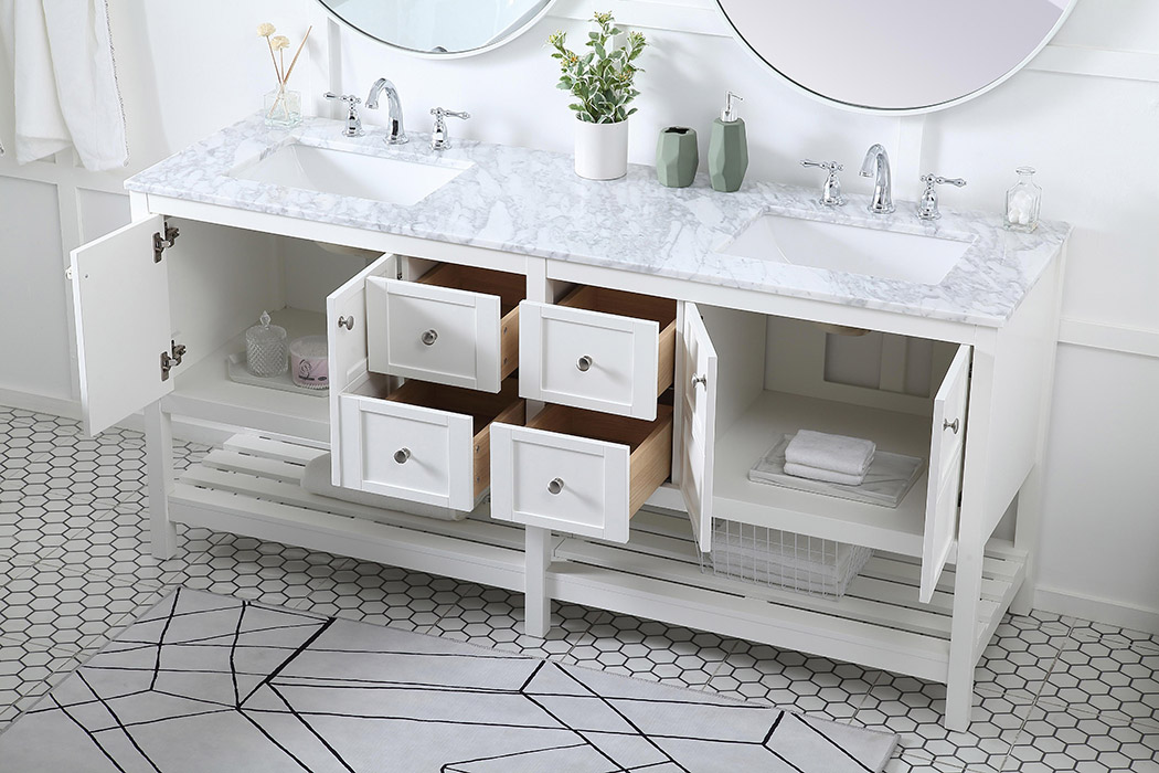 Elegant Bathroom Vanity - White, L 72" (VF16572DWH)