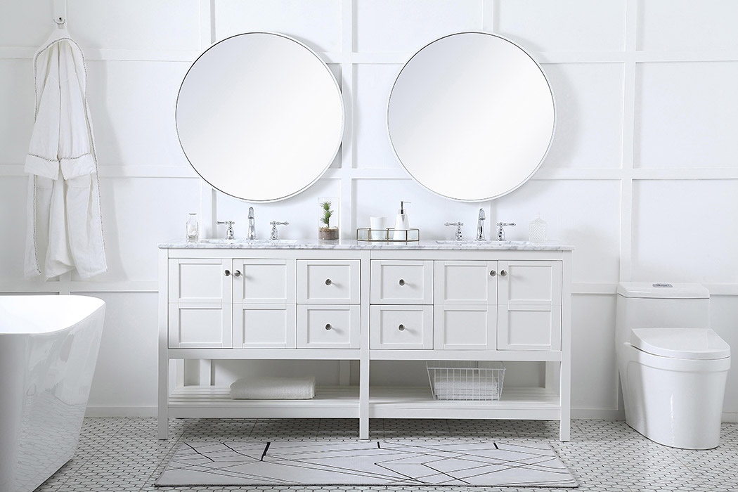 Elegant Bathroom Vanity - White, L 72" (VF16572DWH)