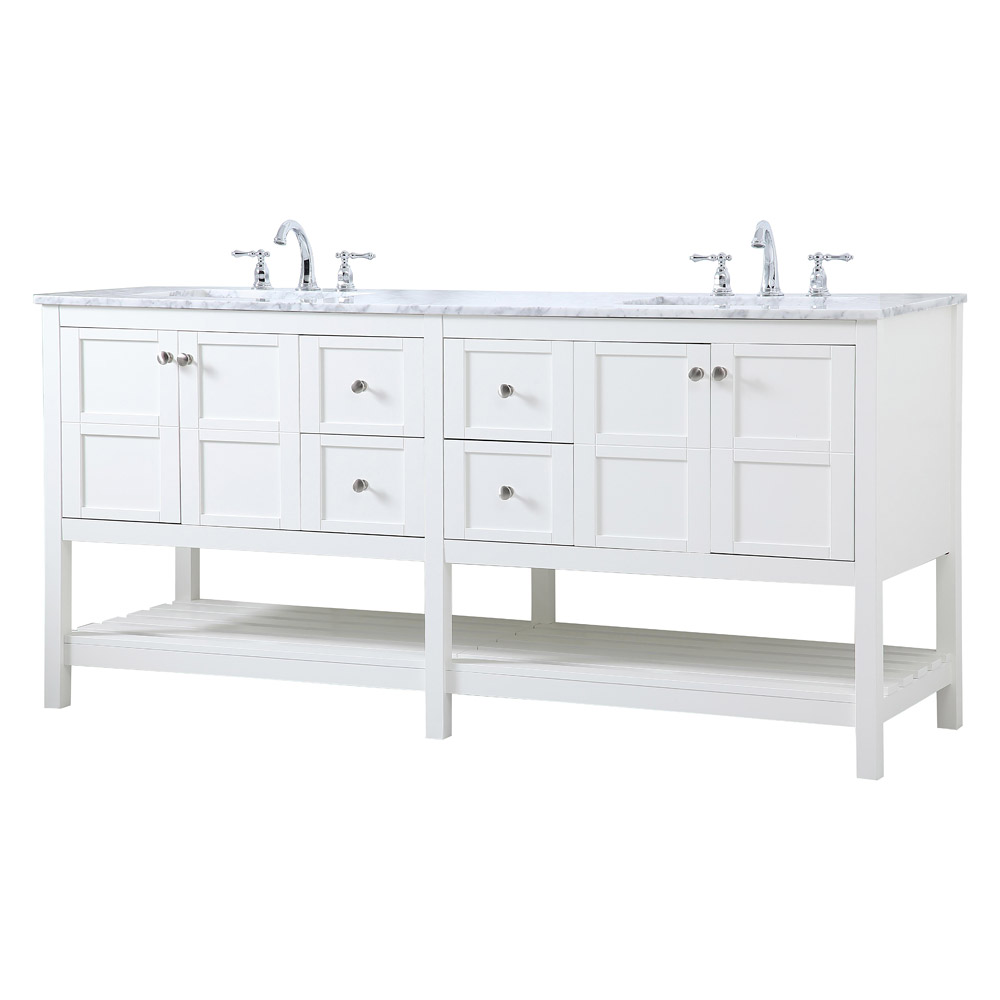 Elegant Bathroom Vanity - White, L 72" (VF16572DWH)