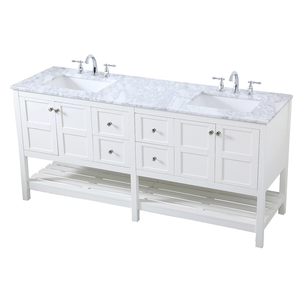 Elegant Bathroom Vanity - White, L 72" (VF16572DWH)